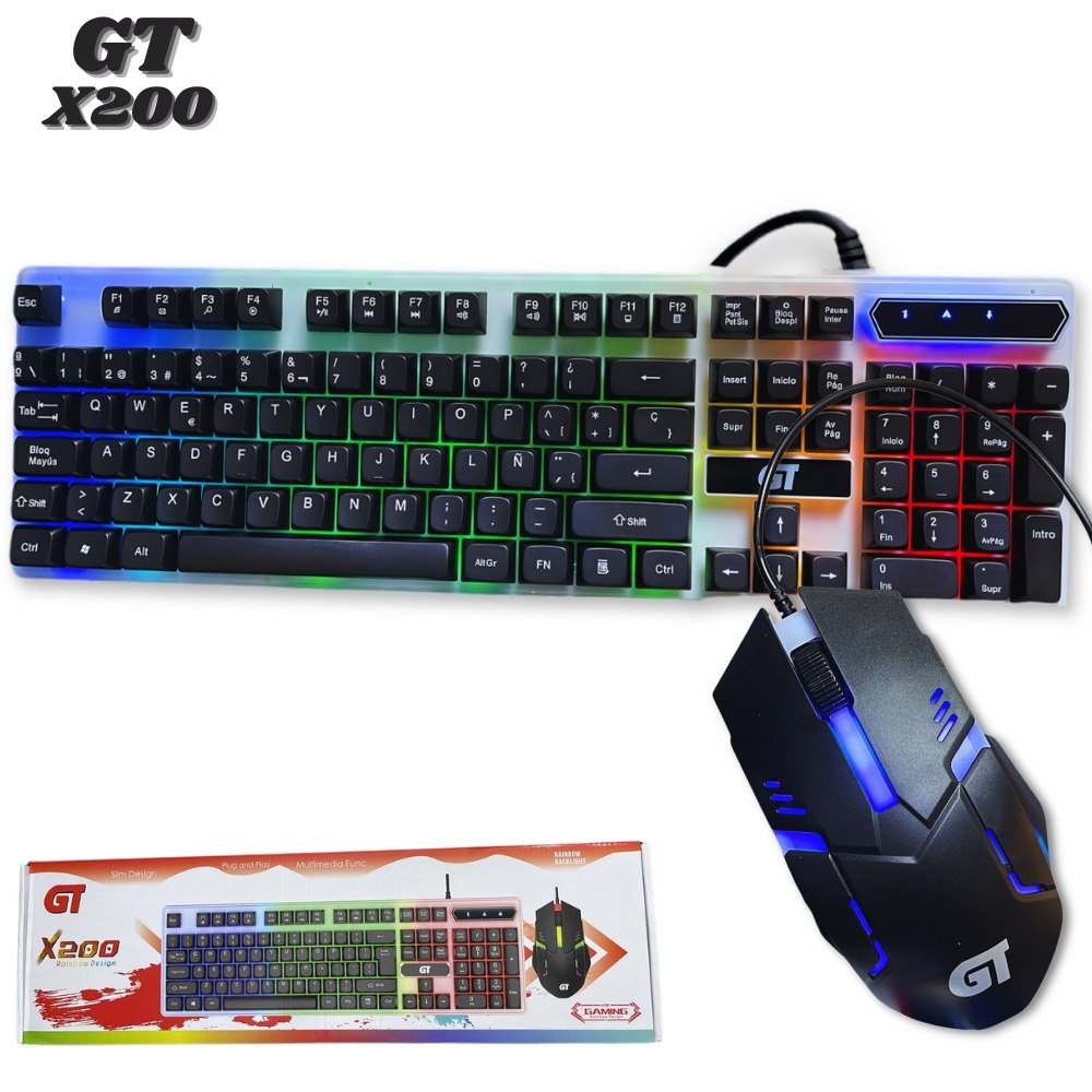 `GT X200 Combo Teclado y Mouse Gamer RGB | Antifantasma | YJB Original`
